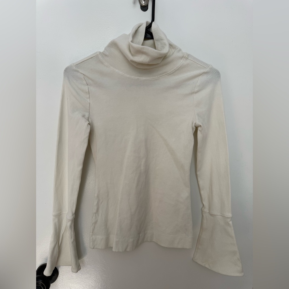 Free People Cream Ribbed Turtleneck